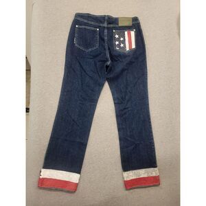 NWT Vintage Gasoline Jeans‎ Flag Mid Rise Flare Denim Baggy Size 9/10 31x29 Y2K